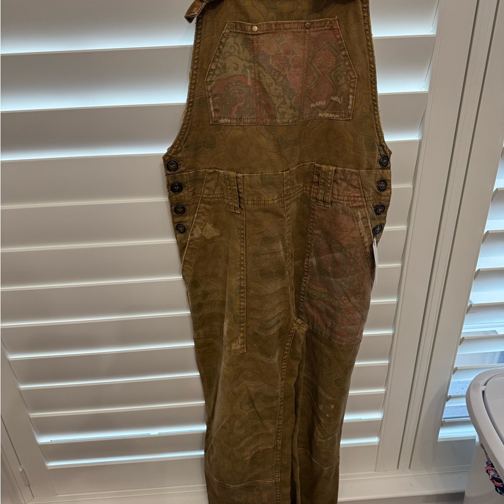 Brown Patterned Overalls